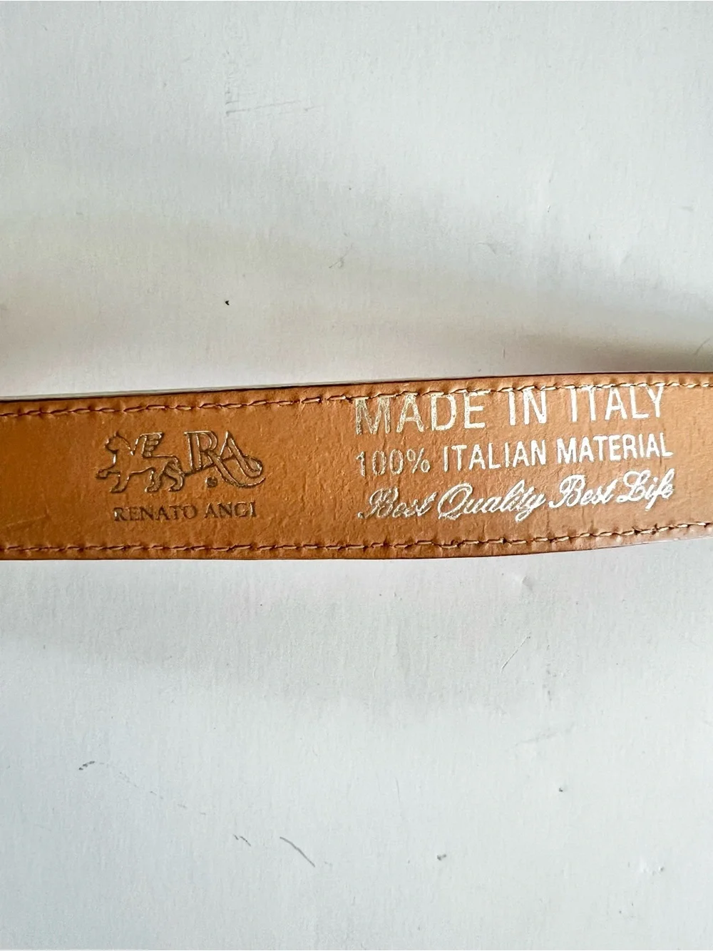 Renato Angi Italian Leather Western Belt Orange with Silver Hardware
